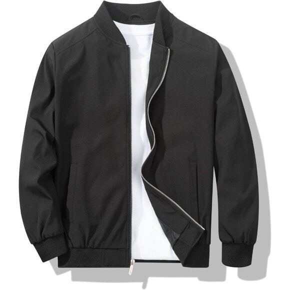 Other - Men's Black Stylish Lightweight Windbreaker Spring Fall Casual Bomber Jacket